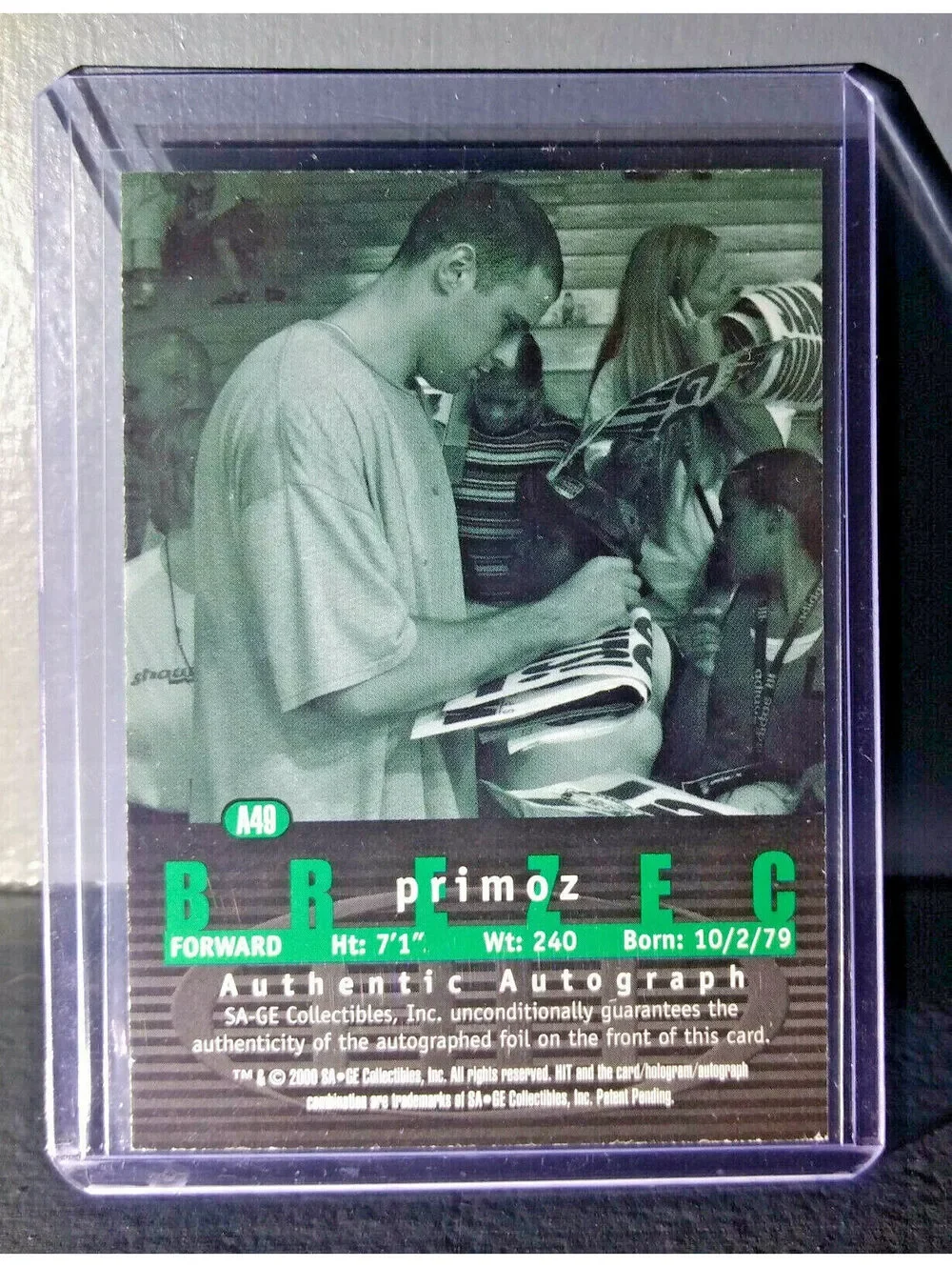 2000-01 Primoz Brezec Sage HIT Autographed #A49 Basketball Card